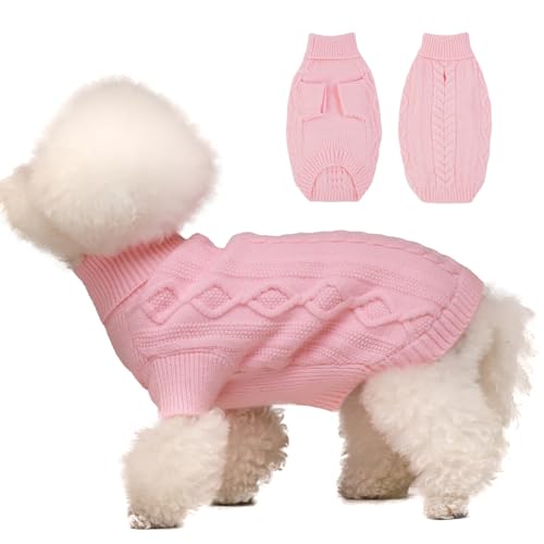 IKIPUKO Hundepullover für kleine Hunde, Kaltwetter-Zopfstrickwaren Kleidung für Welpen Jungen Mädchen, extra kleine Hunde Weihnachtspullover Chihuahua Pullover, klassischer Pullover Hundekleidung von IKIPUKO