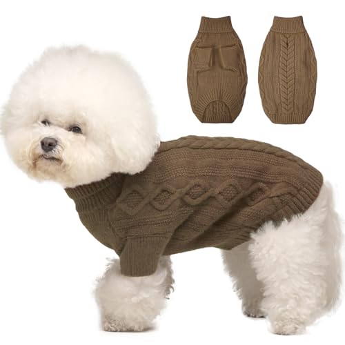 IKIPUKO Hundepullover für kleine Hunde, kaltes Wetter, Zopfstrickwaren, Kleidung für Welpen, Jungen, Mädchen, extra kleine Hunde, Weihnachtspullover, Chihuahua-Pullover, klassischer Pullover, von IKIPUKO