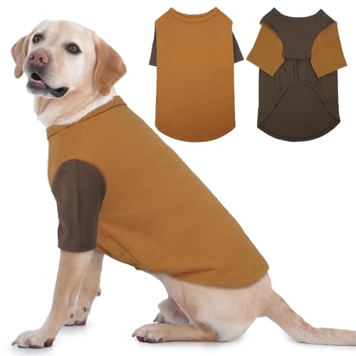 XXLarge Hunde-Shirt, 2 Stück, weiche Hunde-Sweatshirts, leichte Hunde-T-Shirts, einfarbige Hundekleidung, Hunde-T-Shirts für große Hunde, Jungen und Mädchen, Border Collie Pit Bull, Braun und von IKIPUKO