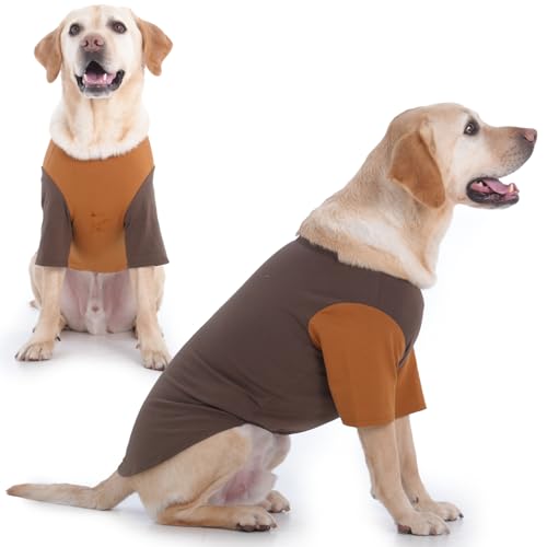 XXLarge Hunde-Shirt, 2 Stück, weiche Hunde-Sweatshirts, leichte Hunde-T-Shirts, einfarbige Hundekleidung, Hunde-T-Shirts für große Hunde, Jungen und Mädchen, Border Collie Pit Bull, Braun und von IKIPUKO