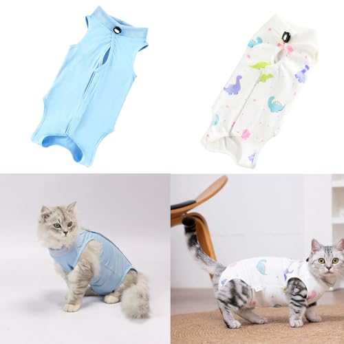 2-teiliger Katzen-Recovery-Anzug für Spay Bauchverletzungen Weiblich, Onesie für nach der Operation, Katzen-Chirurgie-Recovery-Anzug Kätzchen-Onesie für Anti Lecken von IKiKiCubee