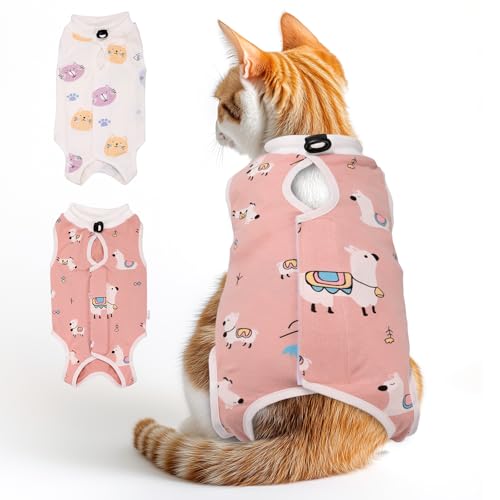 2 PCS Katze Erholung Anzug für Spay Bauchwunden Weiblich, Onesie für Katzen nach der Operation, Katze Chirurgie Erholung Anzug Kitten Onesie für Anti Lecken von IKiKiCubee