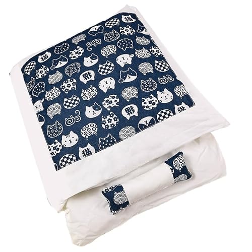 ILESTDG Kittinis Katzenschlafsack, Katzensack-Bett, Gemütlicher Schlafplatz Für Hauskätzchen Und Welpen (Blue Kitties,M(55 * 40CM)) von ILESTDG