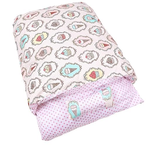 ILESTDG Kittinis Katzenschlafsack, Katzensack-Bett, Gemütlicher Schlafplatz Für Hauskätzchen Und Welpen (Pink Cupcakes,L(65 * 50CM)) von ILESTDG