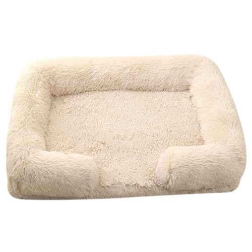 ILESTDG Pelzbarn Orthopädisches Hundebett, Flauschige Hundematte, Langer Plüsch, Weiche Polsterung, Waschbar, Multifunktional (Beige,L 80X55X15CM) von ILESTDG