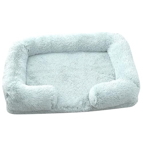 ILESTDG Pelzbarn Orthopädisches Hundebett, Flauschige Hundematte, Langer Plüsch, Weiche Polsterung, Waschbar, Multifunktional (Blau,L 80X55X15CM) von ILESTDG