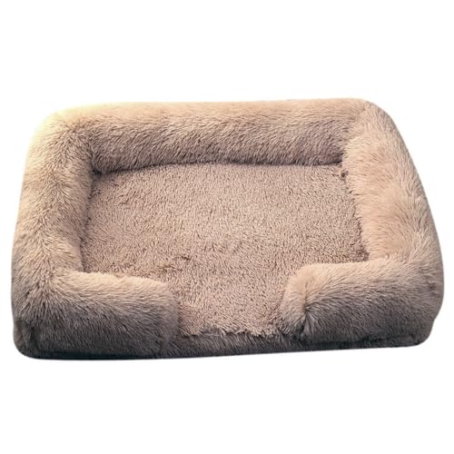 ILESTDG Pelzbarn Orthopädisches Hundebett, Flauschige Hundematte, Langer Plüsch, Weiche Polsterung, Waschbar, Multifunktional (Hellbraun,L 80X55X15CM) von ILESTDG