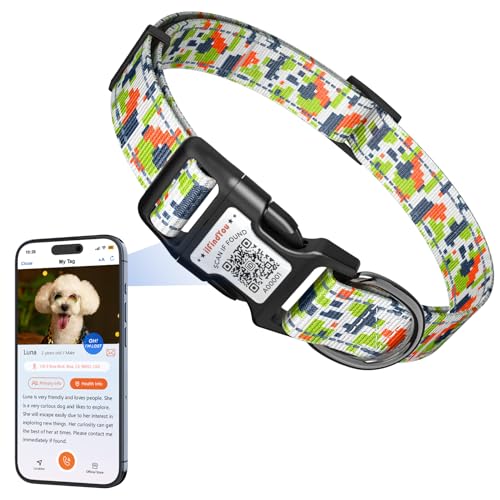 ilFindYou Reflektierendes Hundehalsband für mittelgroße Hunde, weiches Nylon, Camouflage, Grün, Größe S von ILFINDYOU