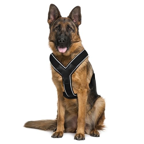 ILII Hundegeschirr mit Griff, reflektierend, gepolstert, verstellbares und atmungsaktiv Hundegeschirr, Hundegeschirr Grosse Hunde, Dog Harness, Hundezubehör, Geschirr Hund von ILII