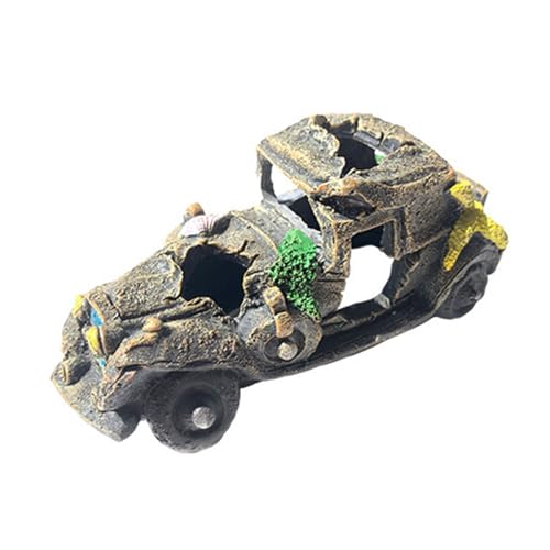 ILZAPT Realistische Wrecked Car Resin Simulation Aquarium Ornaments Fish Tanks Aquarium Supplies Suitable for Various Settings von ILZAPT