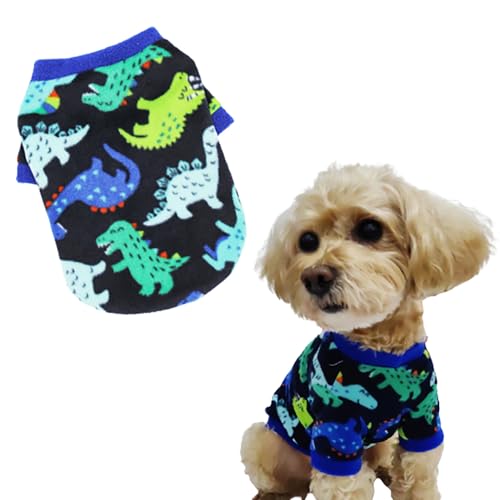 Cat Sweater Dino Dog Sweater Warm Fleece Winter Pullover Dinosaurier Muster Urlaub Pullover für Kleine Hunde Nur für Katzen Strickwaren (Medium) von IMDOUBLEDOU