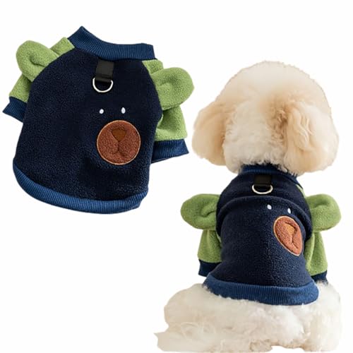 Cute Bear Hundejacke für kleine Hunde, Mädchen, Jungen, Hundemantel, Sweatshirt, Winter-Hundebekleidung, Jacken mit Geschirr (schwarzer Bär, Größe S) von IMDOUBLEDOU