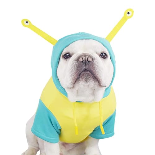 Französische Bulldogge, lustiges Alien-Halloween-Kostüm, Hoodie, niedliches Outfit, Cosplay, Hoodie für kleine und mittelgroße Hunde, Frenchie Mops, englischer Boston-Welpe (Größe M) von IMDOUBLEDOU