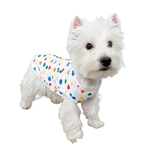 Happy Summer Shirt Puppy Strapshemd Bright Color Laciness Dog Vest Cat Clothes Small Medium Dog Cat Tank Top Pet Shirt (XX-Large Size for 7,5-10 kg Pets, Rainbow Heart) von IMDOUBLEDOU