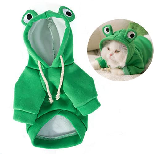 Haustier Lustiger Hoodie Hässlicher Weihnachtspullover Kaltes Wetter Warmer Mantel für Welpen Kleine Hunde Halloween Party Kostüm Niedlich Hoodie (XX-Large, Green Frog) von IMDOUBLEDOU