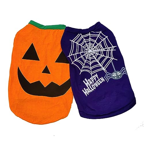 Hund Halloween Kleidung Haustier Kostüm Hund Kürbis Shirt Welpen Outfits Lustiges T-Shirt für kleine Hunde und Katzen Halloween Cosplay Urlaub Festival Party (Medium) von IMDOUBLEDOU