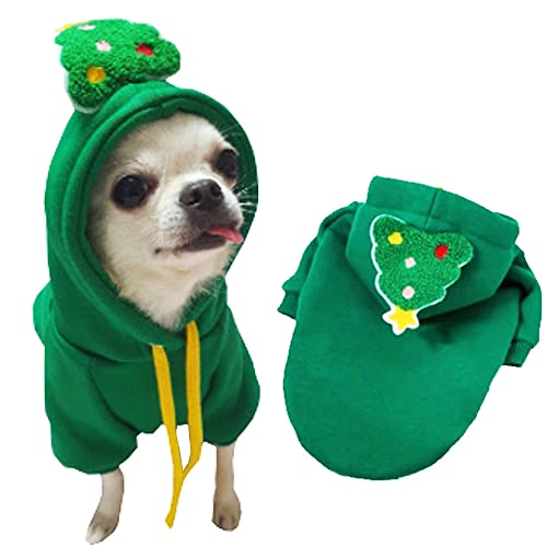 Hund Weihnachten Outfit Haustier Lustig Hoodie Hässliche Weihnachtspullover Weihnachtsbaum Weihnachtsmann Haustier Outfit Winter Hoodie Kleidung Party Verkleiden für Kleine Hunde Katzen von IMDOUBLEDOU