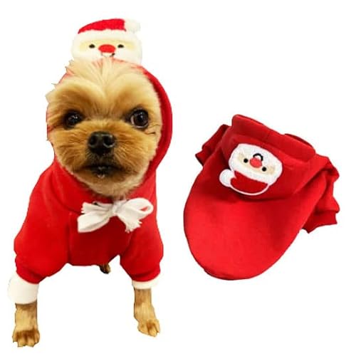 Hund Weihnachten Outfit Haustier Lustiger Hoodie Ugly Christmas Sweater, Weihnachtsbaum Weihnachtsmann Haustier Outfit Winter Hoodie Kleidung Party Verkleiden für kleine Hunde Katzen von IMDOUBLEDOU