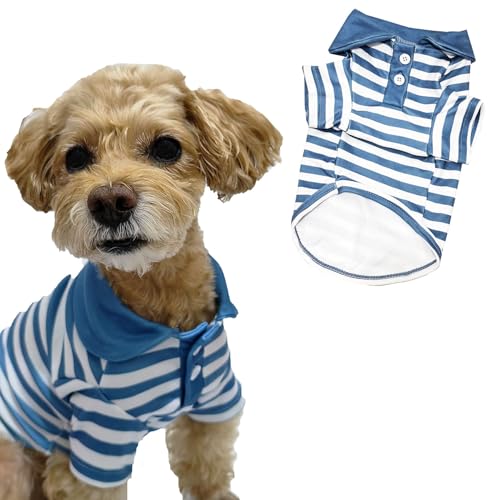 Niedliche Hundekleidung, gestreift, niedlicher Pullover, Welpenbekleidung, sanfter Pullover, Haustierkleidung für kleine, mittelgroße und große Hunde und Katzen (blau gestreift, Größe M für Haustiere von IMDOUBLEDOU