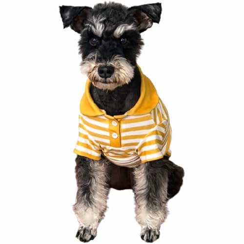 Niedliche Hundekleidung, gestreift, niedlicher Pullover, Welpenkleidung, sanfter Pullover, Haustierkleidung für kleine, mittelgroße und große Hunde und Katzen (gelbe Streifen, Größe L für 3,9–5,4 kg von IMDOUBLEDOU