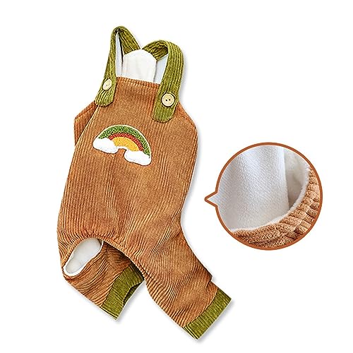 Rainbow Dog Cord Overalls Jumpsuit Cute Dog Bib Top Pants Pet Dogs Cord Clothing French Bulldog Puppy Dog Costume for Small Medium Dogs Outfit (X-Large Size for 4-5.9 kg Pets, Caramel Brown) von IMDOUBLEDOU