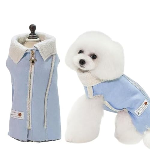 Winter Hundekleidung für kleine Hunde Junge Mädchen Yorkie Chihuahua Warme Flanell Hundepullover Hundejacke Katze Doggie Mantel (XX-Large, Blau) von IMDOUBLEDOU