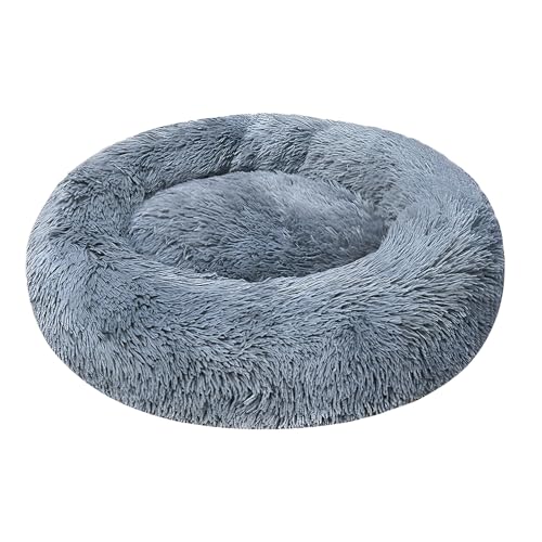 IMILIFE Katzenbett Flauschig, Hundebett, Katzenbett Große Katzen, Hundekissen Innen, Hundebett Rund Grosse Mittelgroße Kleine, Weicher Plüsch rutschfest (dunkelgrau, 100cm) von IMILIFE