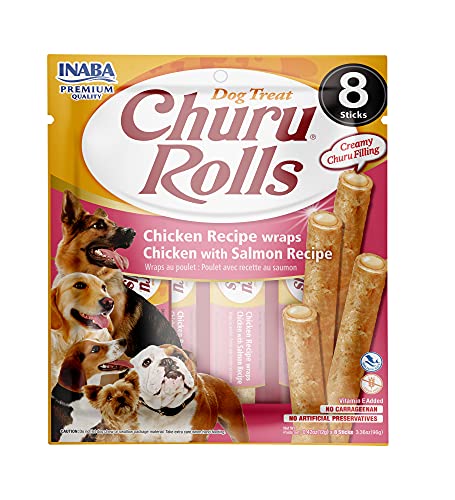CHURU Dog Rolls Rezept für Hühnchen mit Lachs, 8 x 12 g von INABA