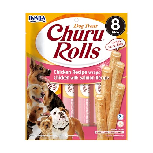 CHURU Dog Rolls Rezept für Hühnchen mit Lachs, 8 x 12 g von INABA