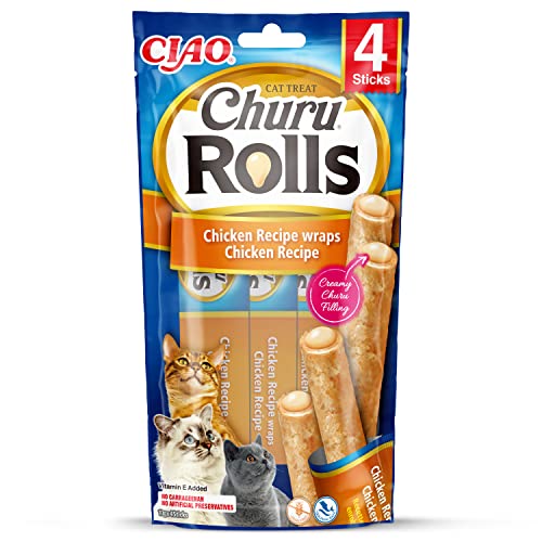 INABA Churu Rolls Katzenleckerlis 88% Feuchtigkeit Gesunde Snacks, Natürliche Zutaten mit Huhn 40 g (1er Pack), Katzensnacks in Premium Qualität von INABA