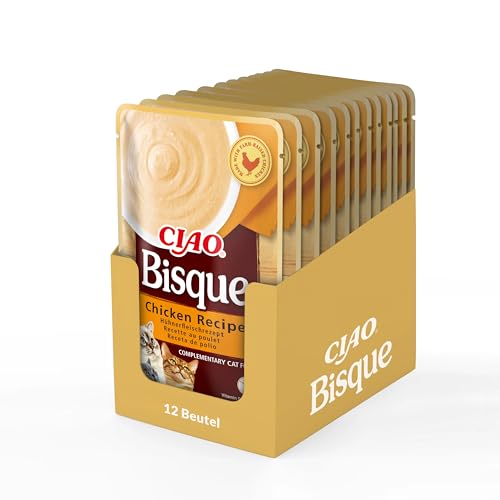 Ciao Bisque - Cremige Suppe für Katzen, Huhn 12x40g, Katzenfutter nass ohne Getreide von INABA