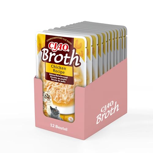 Ciao Broth - Suppe mit Shredded Hähnchen für Katzen, Huhn, 12x40g, Katzenfutter nass ohne Getreide von INABA