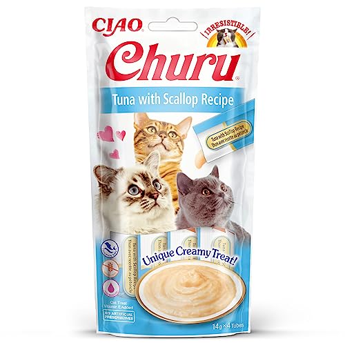 INABA CIAO Churu Sticks - Katzen Leckerlie zum Füttern aus der Hand - Köstliche, leckbare Katzensnacks - Thunfisch und Jakobsmuscheln (1x56g) von INABA