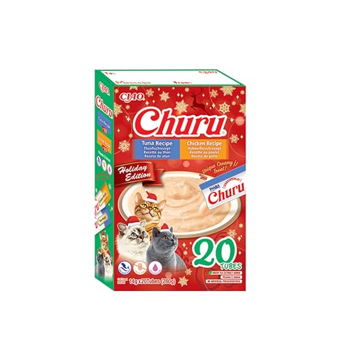 INABA Churu Holiday Box Katzenleckerlis Creamy Snacks - Limited Edition mit Huhn & Thunfisch 20 x 14 g, Katzensnacks in Premium Qualität von INABA