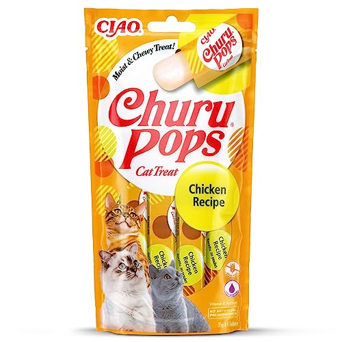 INABA Churu Pops Katzenleckerlis 88% Feuchtigkeit Gesunde Snacks, Natürliche Zutaten mit Huhn 60 g (1er Pack), Katzensnacks in Premium Qualität von INABA