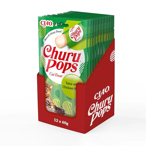 INABA Churu Pops Katzenleckerlis Gesunde Snacks, Natürliche Zutaten mit Thunfisch & Huhn 60 g (12er Pack), Katzensnacks in Premium Qualität von INABA