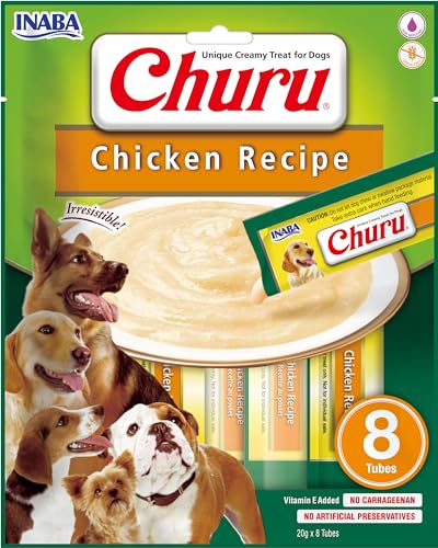 INABA Churu Püree Hundeleckerli - Köstlicher Hundesnacks in handlichen Portionen, Getreidefrei, Hühnchen (8 Tuben) von INABA