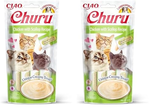 INABA Churu Puree Katzenleckerlis Creamy Snacks, Hochwertige Proteine (Packung mit 2) von INABA