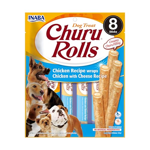 INABA Churu Rolls für Hunde, 8 x 12 g, Huhn und Käse von INABA