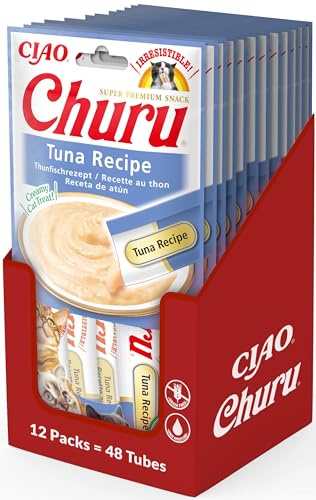 INABA Churu Puree Katzenleckerlis Creamy Snacks, Hochwertige Proteine mit Thunfisch 56 g (12er Pack), Katzensnacks in Premium Qualität von INABA