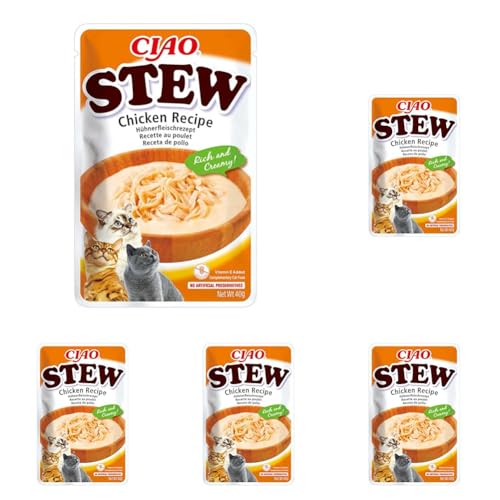 INABA Ciao Stew - Cremige Katzensuppe mit Shredded Hähnchen - Huhn - Katzenfutter nass ohne Getreide - 1 x 40g (Packung mit 5) von INABA