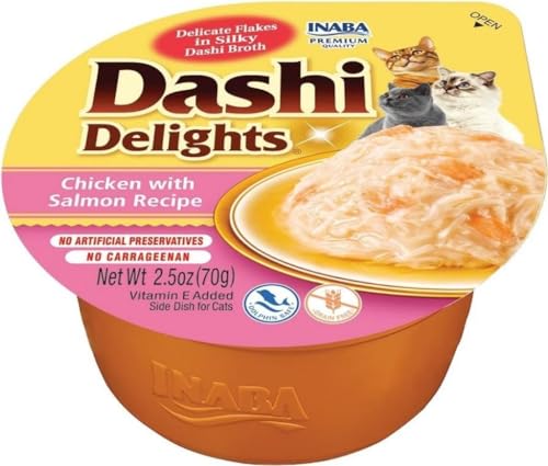 INABA Dashi Delights Katzenfutter nass, Huhn 70 g (6er Pack), Hochwertiges Katzen Leckerlies in Sauce von INABA