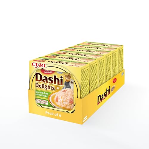 INABA Dashi Delights Katzenfutter nass, zarte Stückchen in Sauce mit Huhn & Lachs (6 x 70g), jeden Tag Lebensmittel von INABA