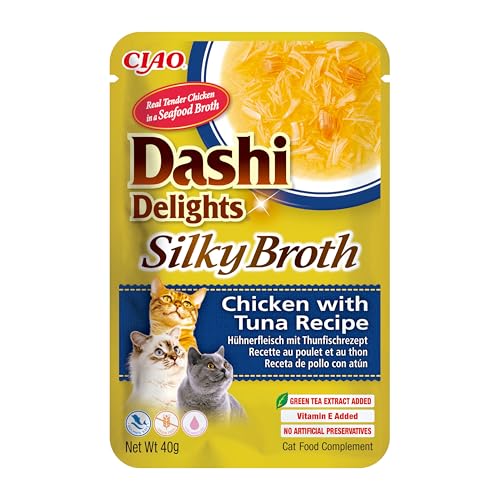 INABA Dashi Delights Silky Broth Katzenfutter nass, Huhn mit Thunfisch 40 g (1er Pack), Premium Katzen Leckerlies in Sauce von INABA