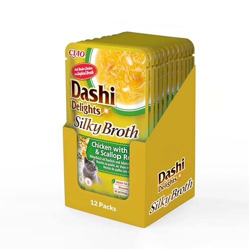 INABA Dashi Delights Silky Broth Katzenfutter nass, Huhn mit Thunfisch und Jakobsmuschel 40 g (12er Pack), Premium Katzen Leckerlies in Sauce von INABA