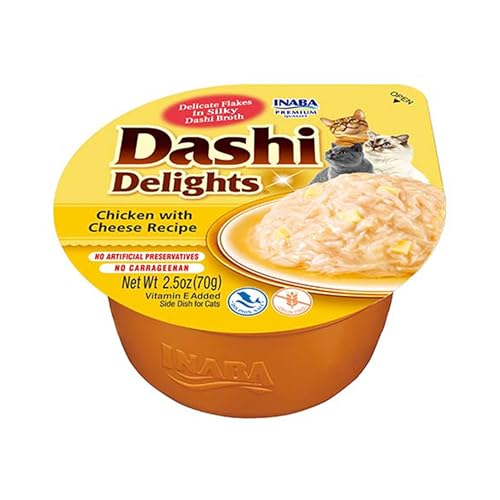 INABA Dashi Delights Katzenfutter nass, Huhn mit Käse 70 g (1er Pack), Hochwertiges Katzen Leckerlies in Sauce von INABA