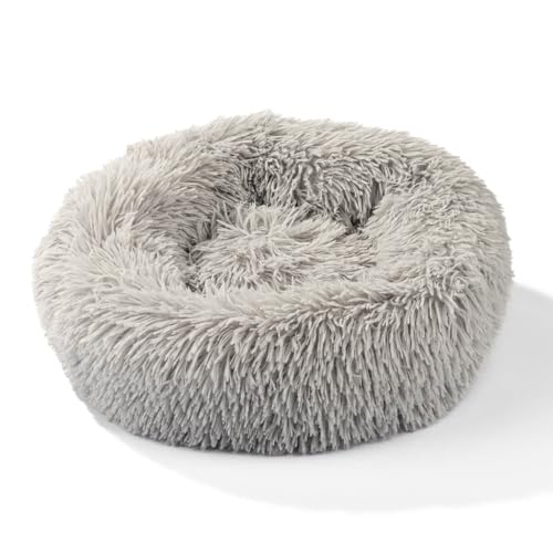 INEXTERIOR Flauschiges Hundebett - Hundekissen, Hundekorb, Fluffiges Hundebett für große, mittelgroße & kleine Hunde auf FauxFur in Grau (60cm) von INEXTERIOR