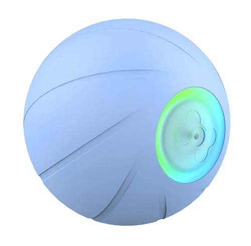 INF Hundeball für kleine Hunde, Katzenball mit bunter LED-Licht, Interaktives Spielzeug für Hunde/Katzen aus Naturkautschuk, selbstdrehender 360-Grad-Ball mit USB-Kabel, Ø 56mm (Blau) von INF