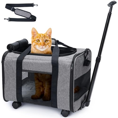 Transporttasche mit abnehmbaren Rollen für kleine Hunde und Katzen, Transportbox, Flugzeug, Kabine, Hundewagen, Belastung bis zu 11 kg (grau) von INFANZIA