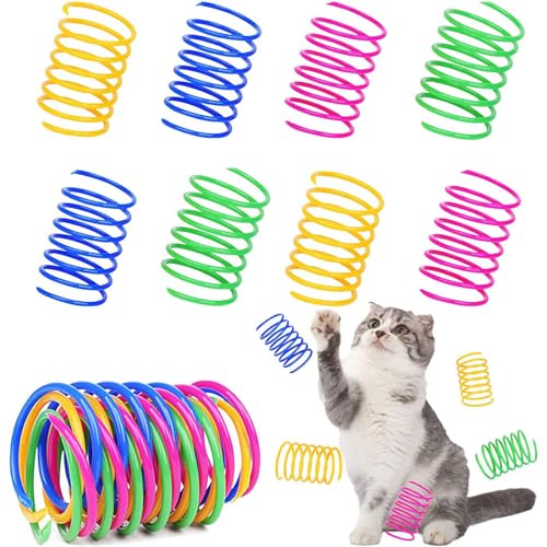 INGJIA 20 Stück Katze Spielzeug, Buntes kreatives Kunststoff Spiralfedern Spirale,Spielzeug Spiralfedern Neuheit Haustiere Spielzeug Bunte Spiralfedern Spring Spirale für Katze von INGJIA